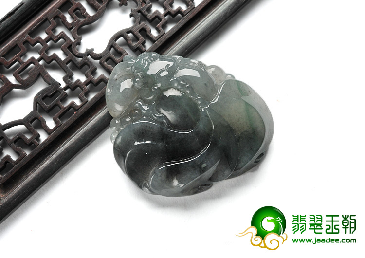 糯冰种（乌鸡种）墨色缅甸翡翠A货金玉满堂挂件