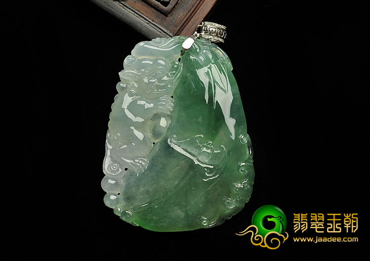 冰种飘花缅甸翡翠A货招财进宝挂件
