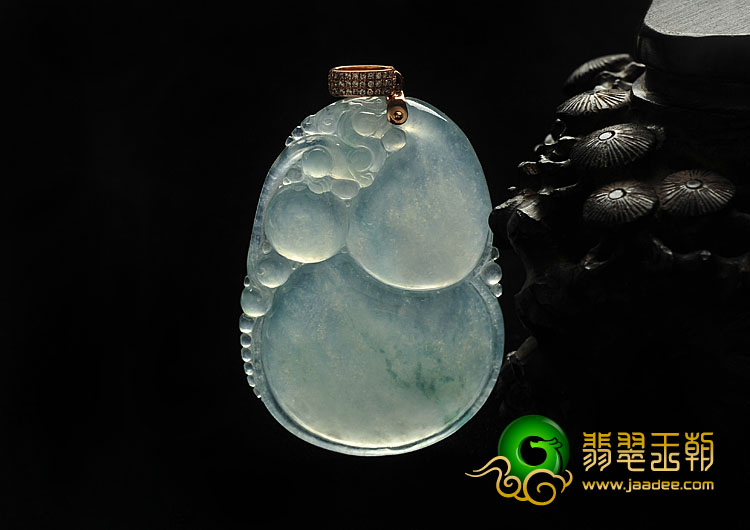冰种飘花缅甸翡翠A货福禄寿挂件
