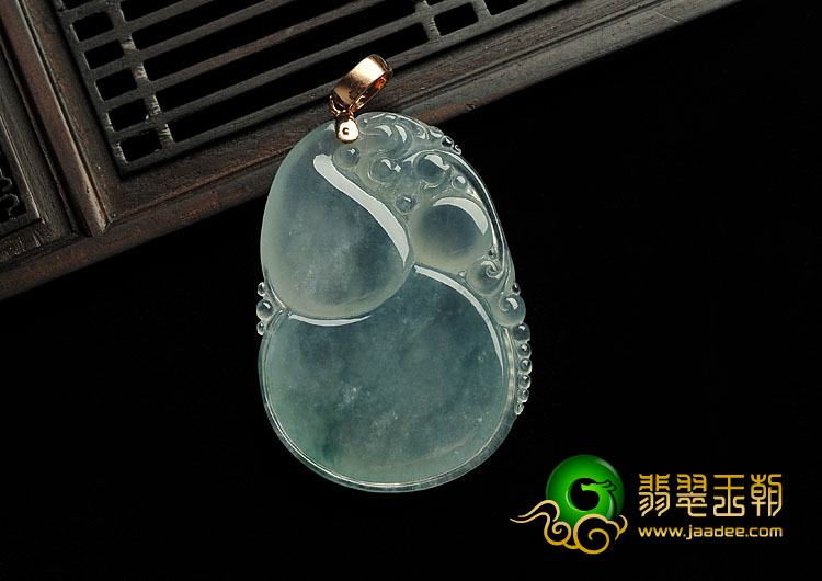 冰种飘花缅甸翡翠A货福禄寿挂件