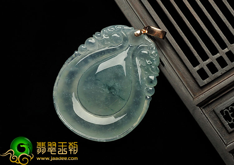 冰种飘花缅甸翡翠A货福在眼前挂件