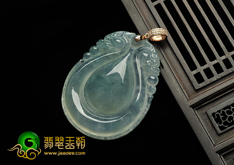 冰种飘花缅甸翡翠A货福在眼前挂件