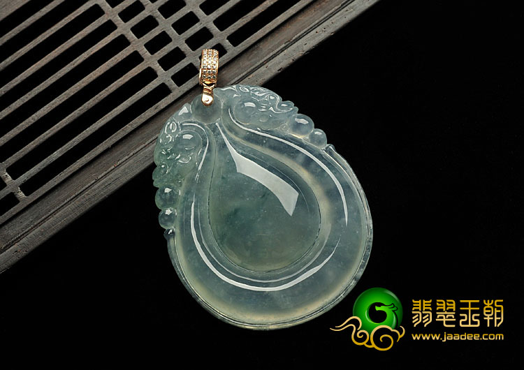 冰种飘花缅甸翡翠A货福在眼前挂件