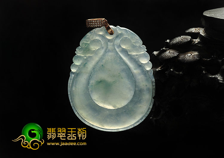 冰种飘花缅甸翡翠A货福在眼前挂件
