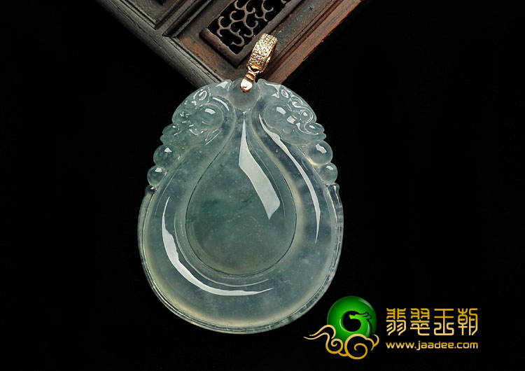 冰种飘花缅甸翡翠A货福在眼前挂件