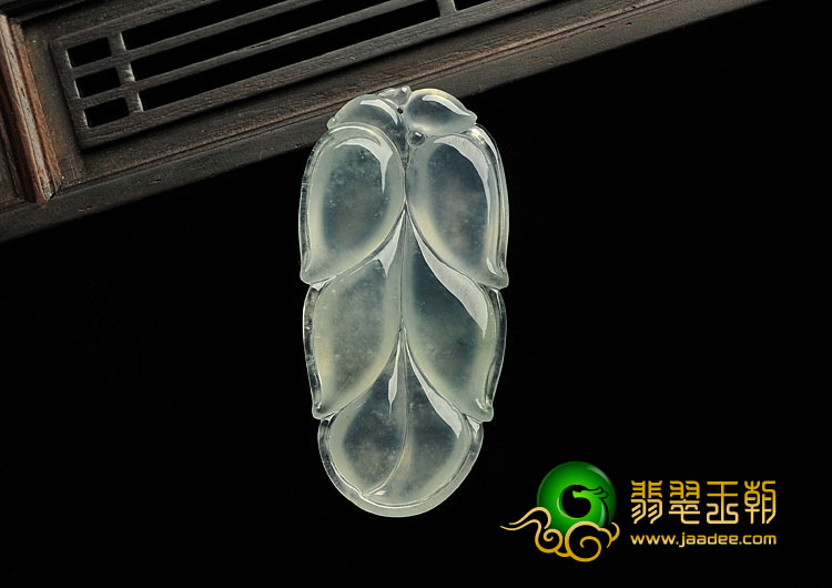 冰玻种缅甸翡翠A货叶子挂件
