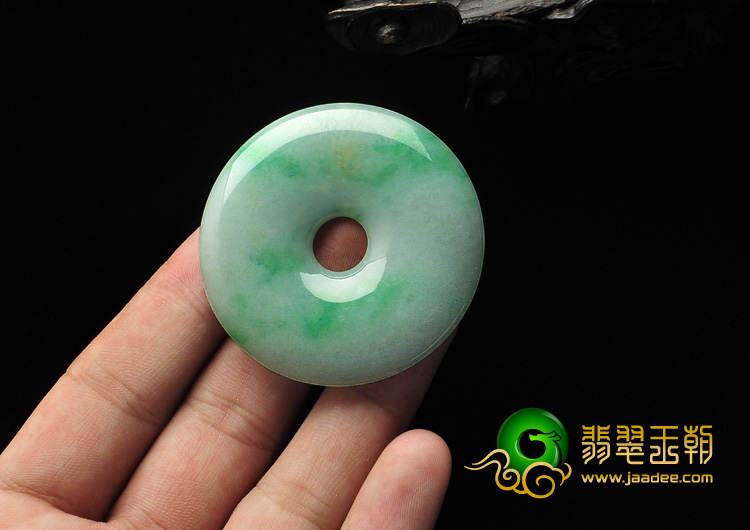 糯冰种飘翠缅甸翡翠A货平安扣挂件