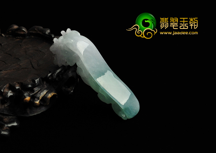 糯冰种飘花缅甸翡翠A货龙钩挂件