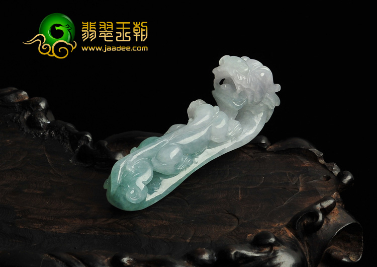 糯冰种飘花缅甸翡翠A货龙钩挂件