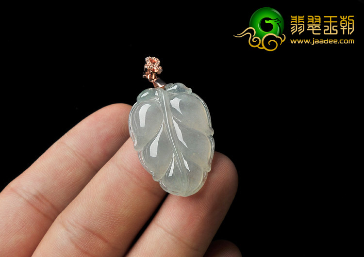 糯冰种晴水缅甸翡翠A货叶子挂件