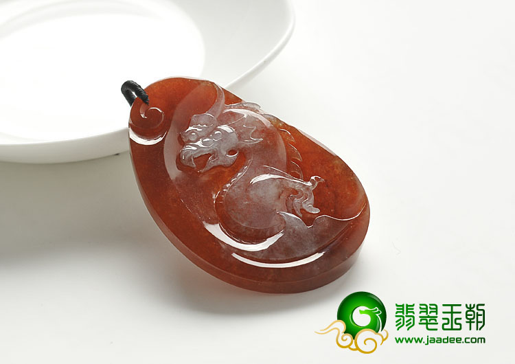 冰种红翡缅甸翡翠A货飞龙在天挂件