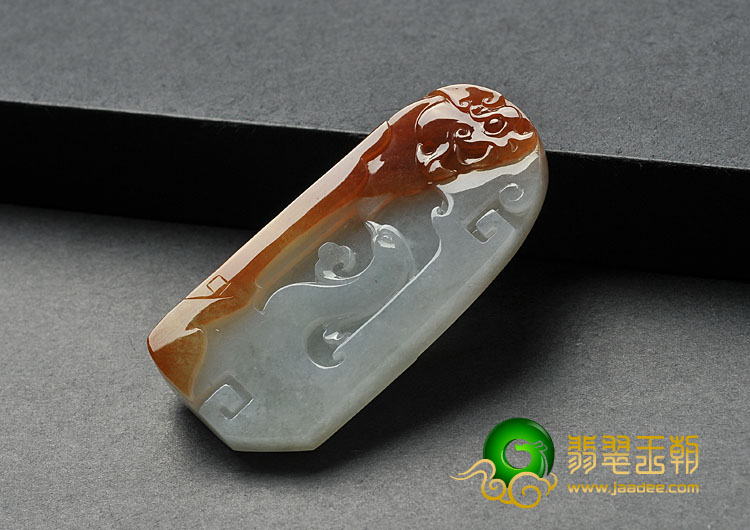 糯冰种红黄翡缅甸翡翠A货龙凤呈祥挂件