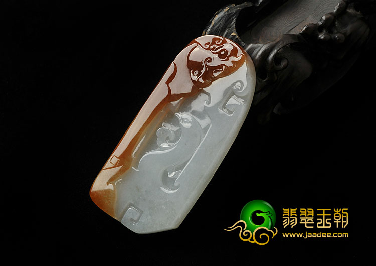 糯冰种红黄翡缅甸翡翠A货龙凤呈祥挂件