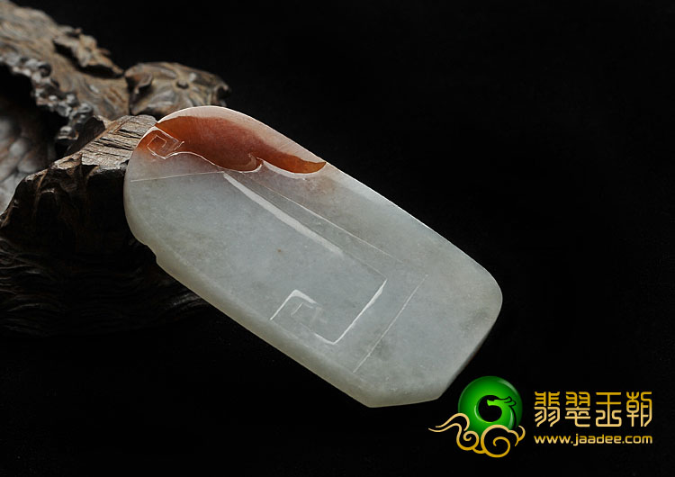 糯冰种红黄翡缅甸翡翠A货龙凤呈祥挂件