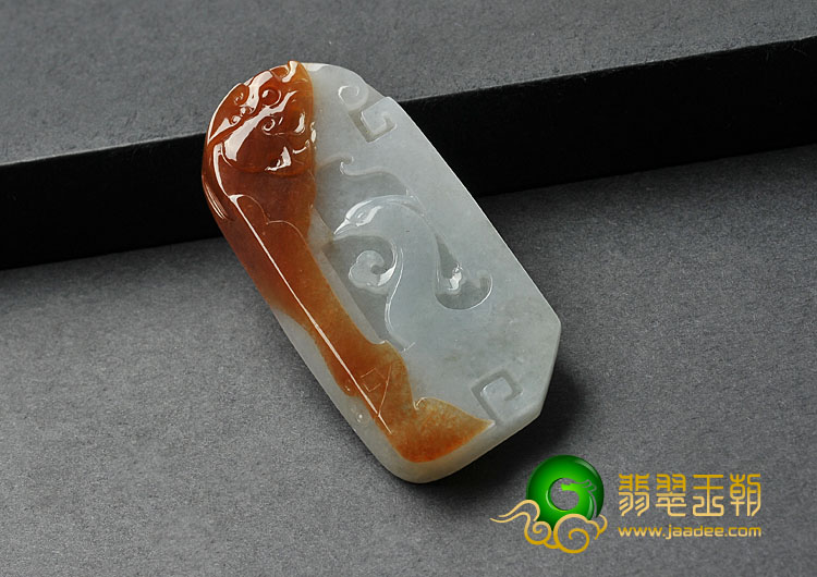 糯冰种红黄翡缅甸翡翠A货龙凤呈祥挂件