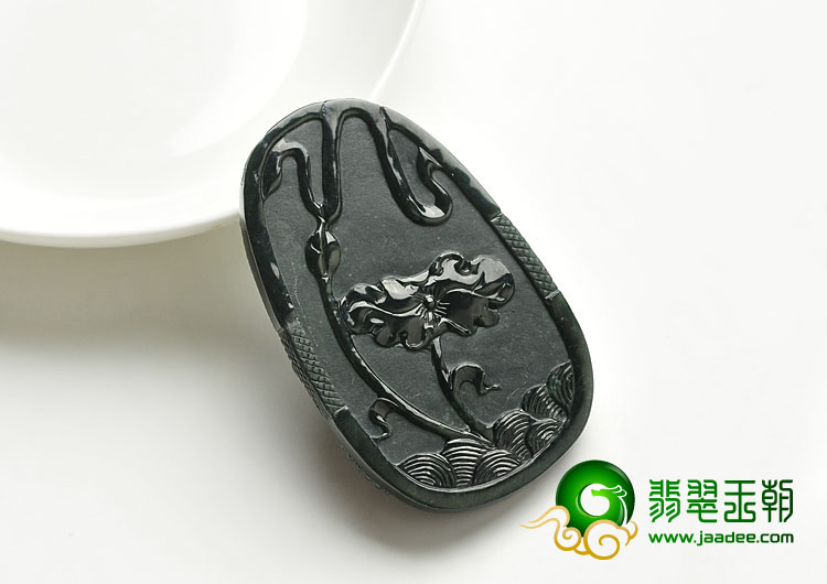 feicui冰种墨翠缅甸翡翠A货钟馗挂件
