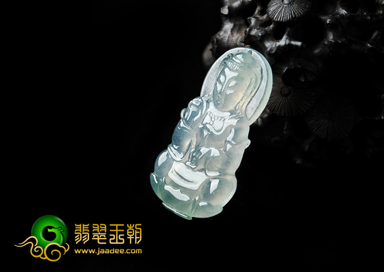 冰种晴水缅甸翡翠A货观音挂件