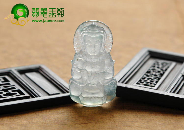 冰种晴水缅甸翡翠A货观音挂件