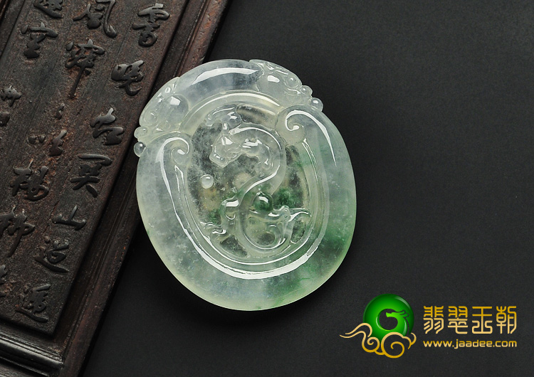 冰玻种飘花缅甸翡翠A货望子成龙挂件