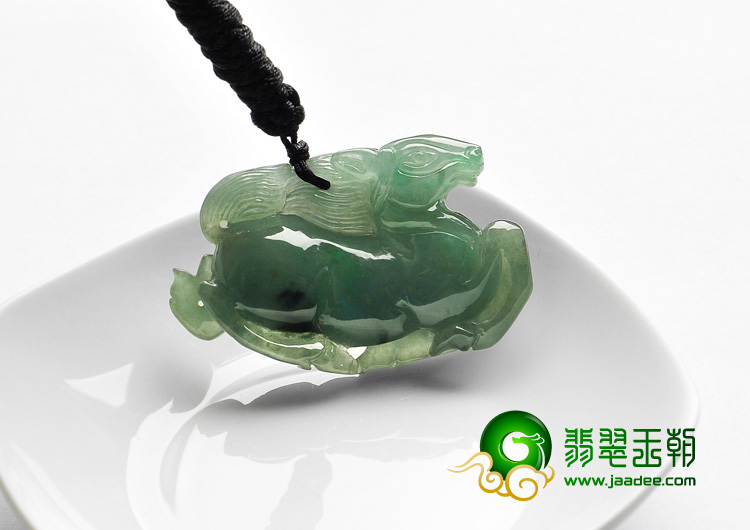 糯冰种晴水缅甸翡翠A货马到成功挂件