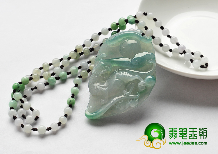 冰种飘花缅甸翡翠A货望子成龙挂件