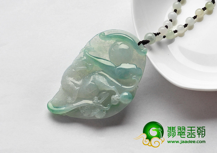 冰种飘花缅甸翡翠A货望子成龙挂件