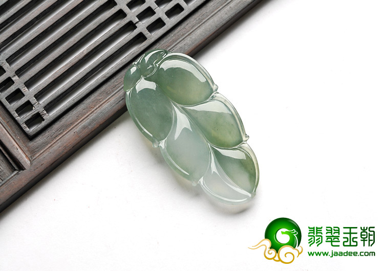 冰种晴水缅甸翡翠A货叶子挂件