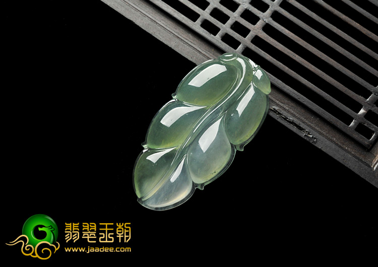 冰种晴水缅甸翡翠A货叶子挂件