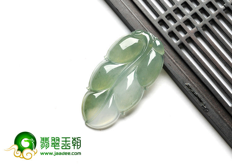 冰种晴水缅甸翡翠A货叶子挂件