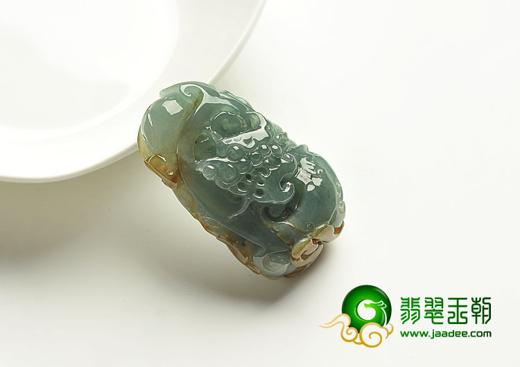 糯冰种黄翡缅甸翡翠A货龙腾虎跃挂件