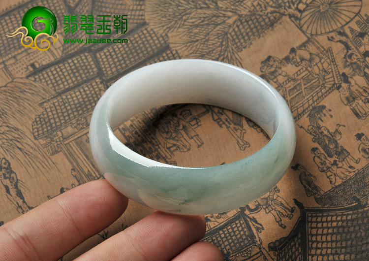 糯冰种飘花缅甸翡翠A货手镯（57.6mm）