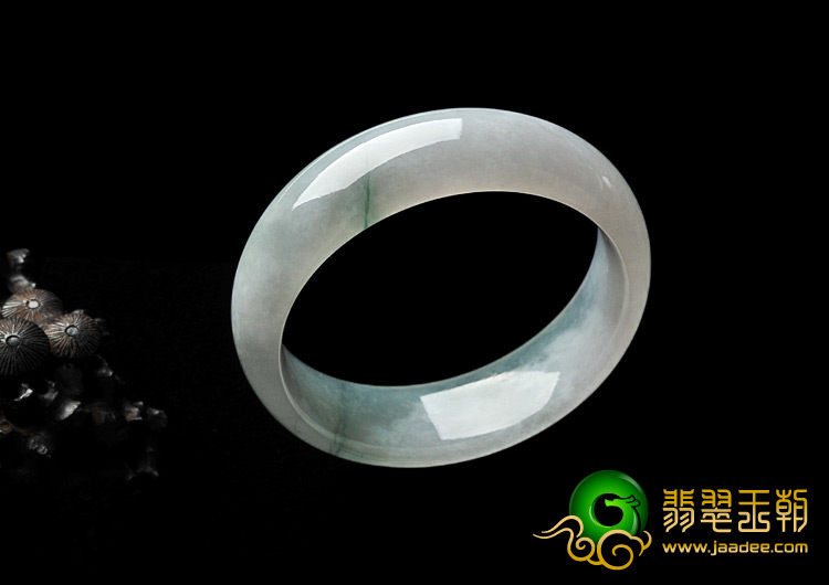 糯冰种淡紫罗兰飘花缅甸翡翠A货手镯（57.3mm）