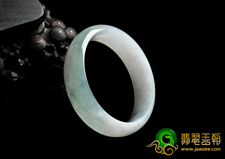 糯冰种淡紫罗兰飘花缅甸翡翠A货手镯（57.3mm）