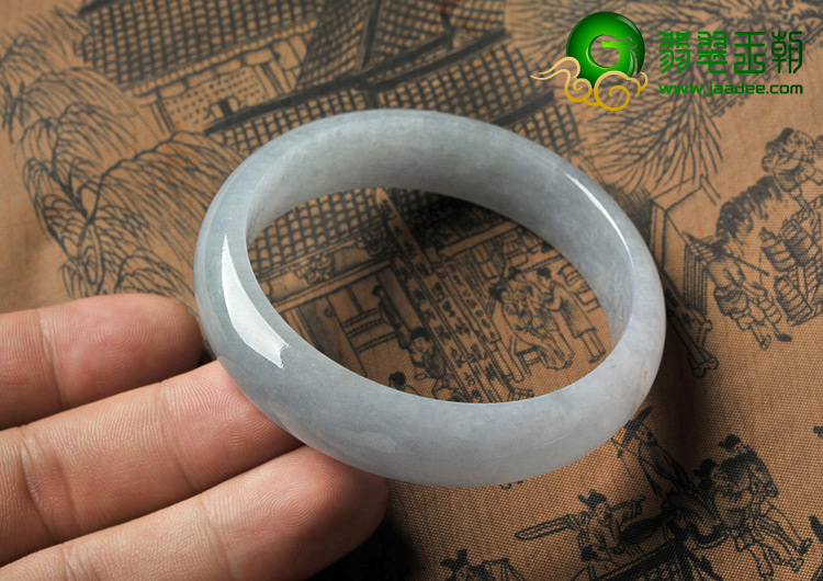 糯冰种淡紫罗兰缅甸翡翠A货手镯（55.9mm）