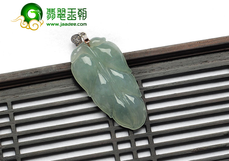 糯冰种晴水缅甸翡翠A货叶子挂件