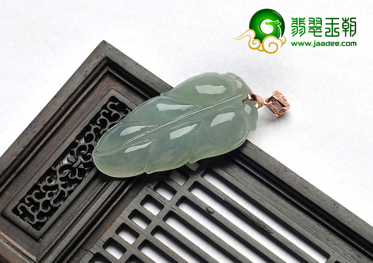 糯冰种晴水缅甸翡翠A货叶子挂件