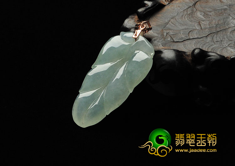 糯冰种晴水缅甸翡翠A货叶子挂件