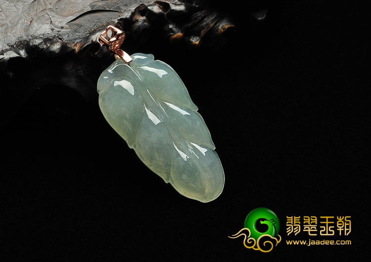 糯冰种晴水缅甸翡翠A货叶子挂件
