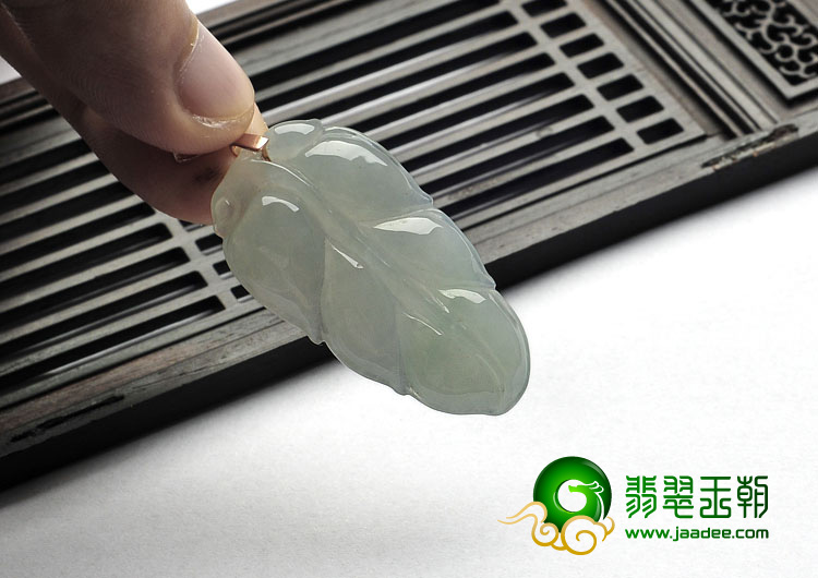 糯冰种晴水缅甸翡翠A货叶子挂件