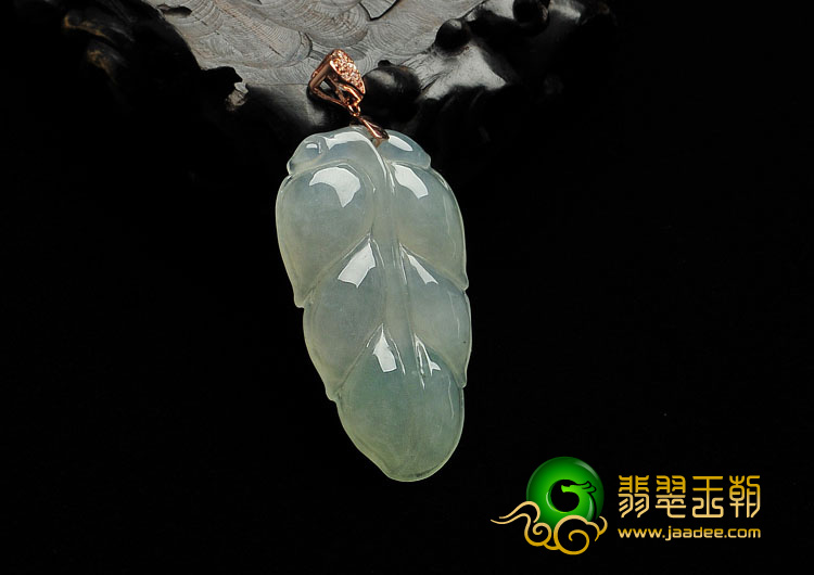 糯冰种晴水缅甸翡翠A货叶子挂件