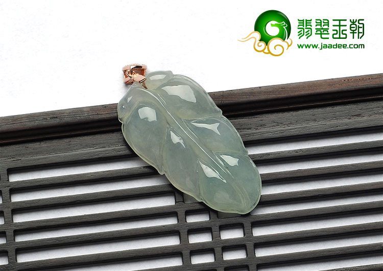 糯冰种晴水缅甸翡翠A货叶子挂件
