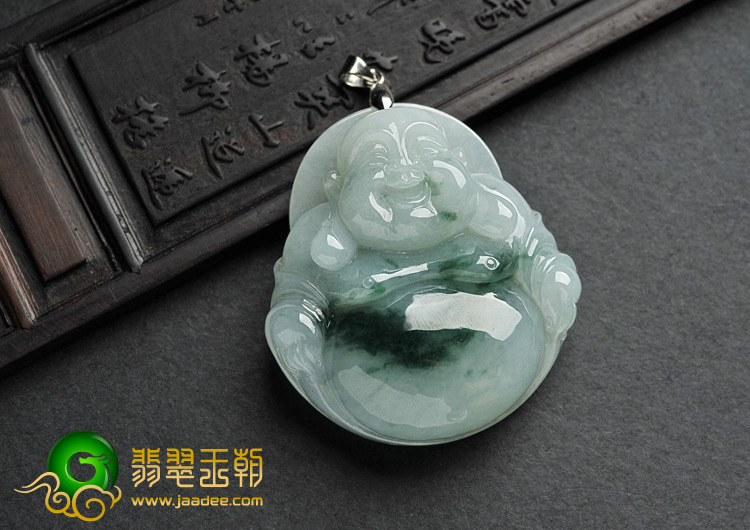 糯冰种飘花缅甸翡翠A货玉佛挂件