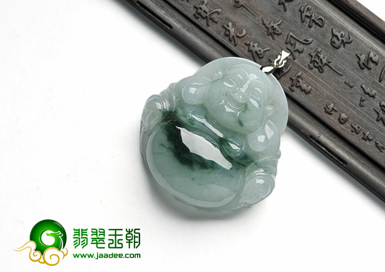 糯冰种飘花缅甸翡翠A货玉佛挂件