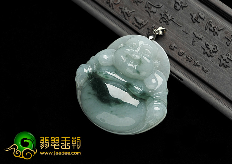 糯冰种飘花缅甸翡翠A货玉佛挂件