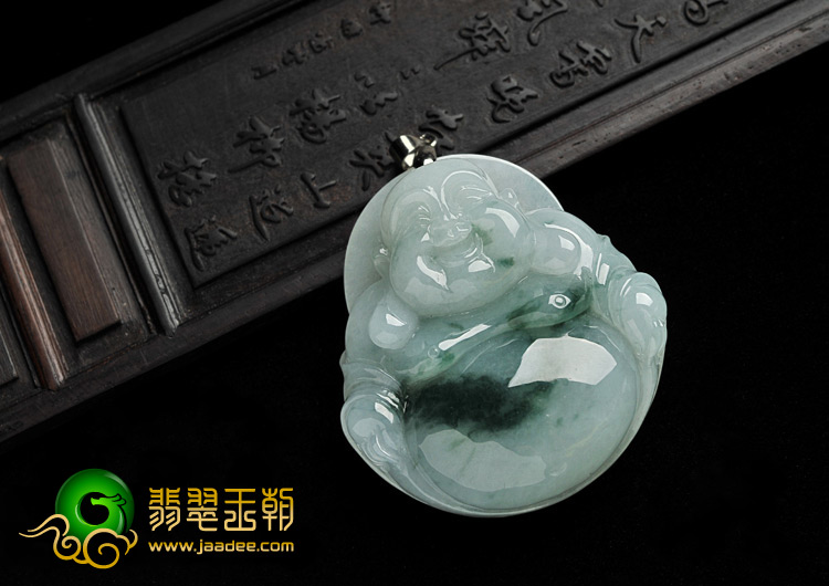 糯冰种飘花缅甸翡翠A货玉佛挂件