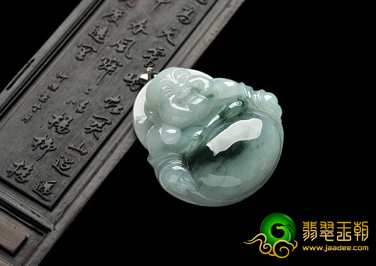 糯冰种飘花缅甸翡翠A货玉佛挂件