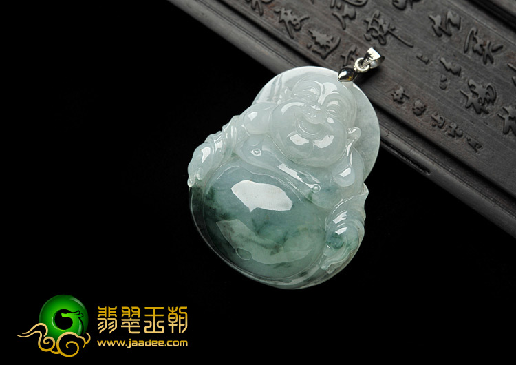 糯冰种飘花缅甸翡翠A货玉佛挂件