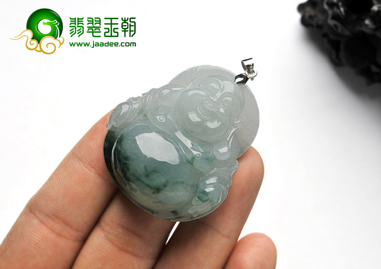 糯冰种飘花缅甸翡翠A货玉佛挂件