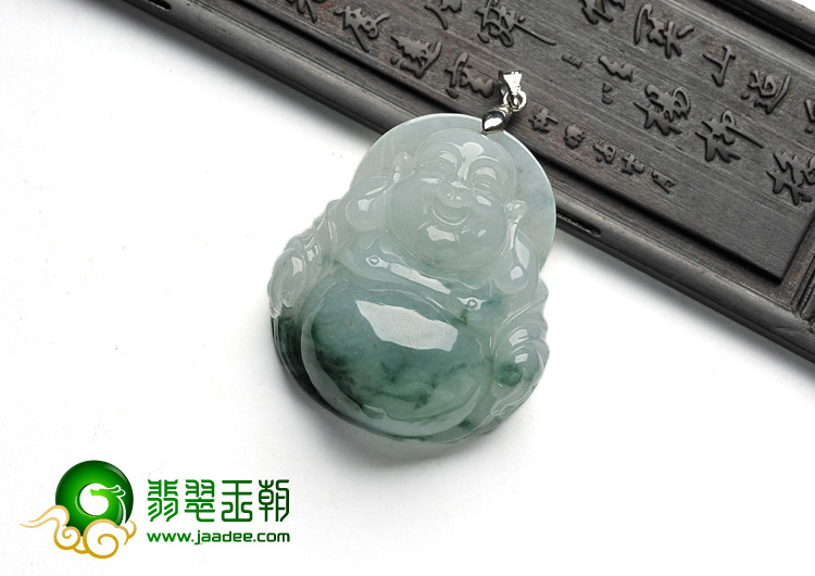 糯冰种飘花缅甸翡翠A货玉佛挂件