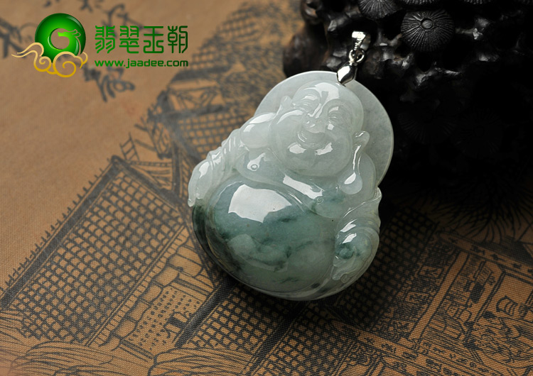糯冰种飘花缅甸翡翠A货玉佛挂件